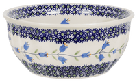 A picture of a Polish Pottery 7.75" Bowl (Lily of the Valley) | M085T-ASD as shown at PolishPotteryOutlet.com/products/775-bowls-lily-of-the-valley