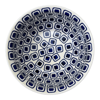 A picture of a Polish Pottery 7.75" Bowl (Navy Retro) | M085U-601A as shown at PolishPotteryOutlet.com/products/7-75-bowl-navy-retro-m085u-601a