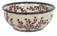 A picture of a Polish Pottery 9" Bowl (Cherry Blossom) | M086S-DPGJ as shown at PolishPotteryOutlet.com/products/9-bowls-cherry-blossom