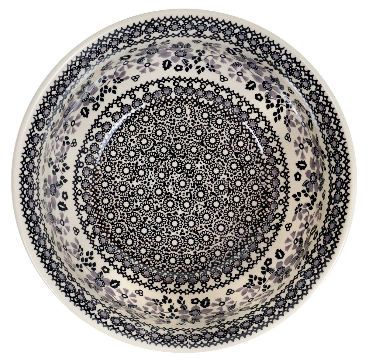 Bowl, Round, 9" Bowl in "Duet in Black & Grey" by Manufaktura | M086S-DPSC