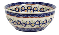 A picture of a Polish Pottery 9" Bowl (Mums the Word) | M086T-P178 as shown at PolishPotteryOutlet.com/products/9-bowls-mums-the-word