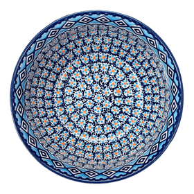 Polish Pottery 9" Bowl (Blue Diamond) | M086U-DHR Additional Image at PolishPotteryOutlet.com