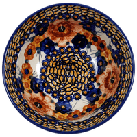 A picture of a Polish Pottery 6" Bowl (Bouquet in a Basket) | M089S-JZK as shown at PolishPotteryOutlet.com/products/6-bowls-bouquet-in-a-basket