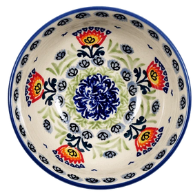 Polish Pottery 6" Bowl (Floral Fans) | M089S-P314 Additional Image at PolishPotteryOutlet.com