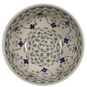 Polish Pottery 6" Bowl (Woven Pansies) | M089T-RV Additional Image at PolishPotteryOutlet.com