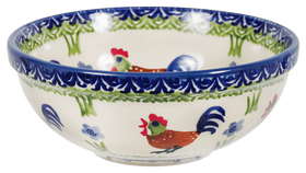 Polish Pottery 6" Bowl (Chicken Dance) | M089U-P320 Additional Image at PolishPotteryOutlet.com