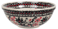 A picture of a Polish Pottery 6.75" Bowl (Duet in Black & Red) | M090S-DPCC as shown at PolishPotteryOutlet.com/products/6-75-bowl-duet-in-black-red