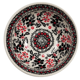 Polish Pottery 6.75" Bowl (Duet in Black & Red) | M090S-DPCC Additional Image at PolishPotteryOutlet.com