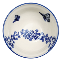 A picture of a Polish Pottery 6.75" Bowl (Butterfly Garden) | M090T-MOT1 as shown at PolishPotteryOutlet.com/products/675-bowls-butterfly-garden