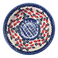 A picture of a Polish Pottery 6.75" Bowl (Fresh Strawberries) | M090U-AS70 as shown at PolishPotteryOutlet.com/products/6-75-bowl-fresh-strawberries-m090u-as70