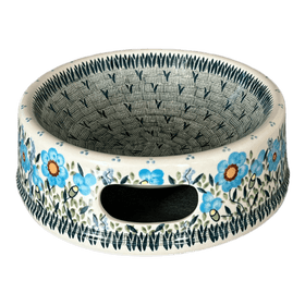 Polish Pottery Large Dog Bowl (Baby Blue Blossoms) | M110S-JS49 Additional Image at PolishPotteryOutlet.com