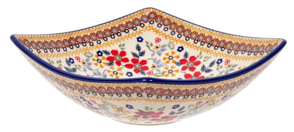Bowl, Square, Nut, Medium, 7.75" in "Ruby Duet" by Manufaktura | M113S-DPLC