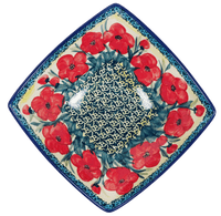 A picture of a Polish Pottery Medium Nut Dish (Poppies in Bloom) | M113S-JZ34 as shown at PolishPotteryOutlet.com/products/medium-nut-dish-poppies-in-bloom