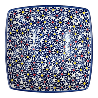 A picture of a Polish Pottery Medium Nut Dish (Field of Daisies) | M113S-S001 as shown at PolishPotteryOutlet.com/products/medium-nut-dish-field-of-daisies-m113s-s001