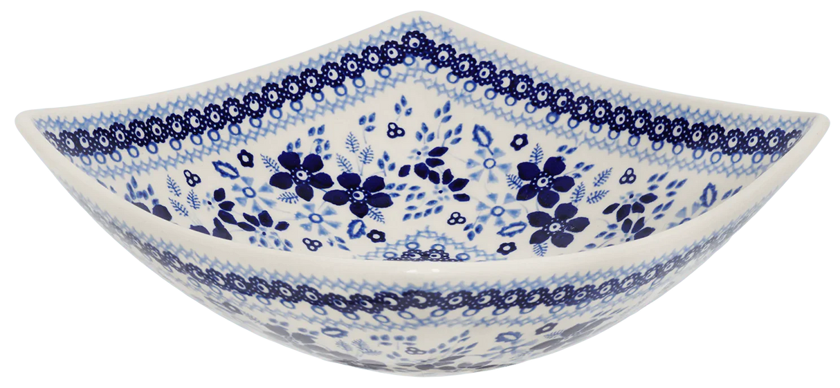 Bowl, Square, Nut, Medium, 7.75" in "Duet in Blue" by Manufaktura | M113S-SB01