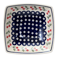 A picture of a Polish Pottery Medium Nut Dish (Cherry Dot) | M113T-70WI as shown at PolishPotteryOutlet.com/products/medium-nut-dish-cherry-dot-m113t-70wi