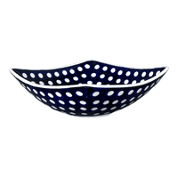 A picture of a Polish Pottery Medium Nut Dish (Hello Dotty) | M113T-9 as shown at PolishPotteryOutlet.com/products/medium-nut-dish-hello-dotty-m113t-9