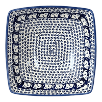 A picture of a Polish Pottery Medium Nut Dish (Kitty Cat Path) | M113T-KOT6 as shown at PolishPotteryOutlet.com/products/medium-nut-dish-kitty-cat-path-m113t-kot6