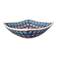 A picture of a Polish Pottery Medium Nut Dish (Daisy Circle) | M113T-MS01 as shown at PolishPotteryOutlet.com/products/medium-nut-dish-daisy-circle-m113t-ms01