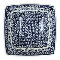 A picture of a Polish Pottery Medium Nut Dish (Butterfly Border) | M113T-P249 as shown at PolishPotteryOutlet.com/products/medium-nut-dish-butterfly-border-m113t-p249