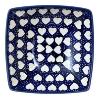 A picture of a Polish Pottery Medium Nut Dish (Sea of Hearts) | M113T-SEA as shown at PolishPotteryOutlet.com/products/medium-nut-dish-sea-of-hearts-m113t-sea