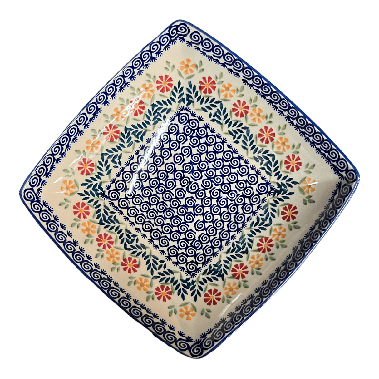 Bowl, Square, Nut, Large, 10.5" in "Flower Power" by Manufaktura | M121T-JS14