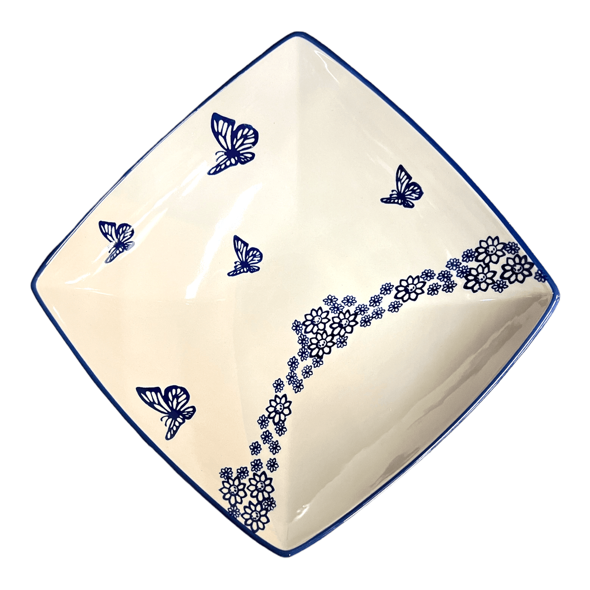 Bowl, Square, Nut, Large, 10.5" in "Butterfly Garden" by Manufaktura | M121T-MOT1