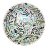 A picture of a Polish Pottery 8.5" Bowl (Scattered Ferns) | M135S-GZ39 as shown at PolishPotteryOutlet.com/products/8-5-bowl-scattered-ferns-m135s-gz39