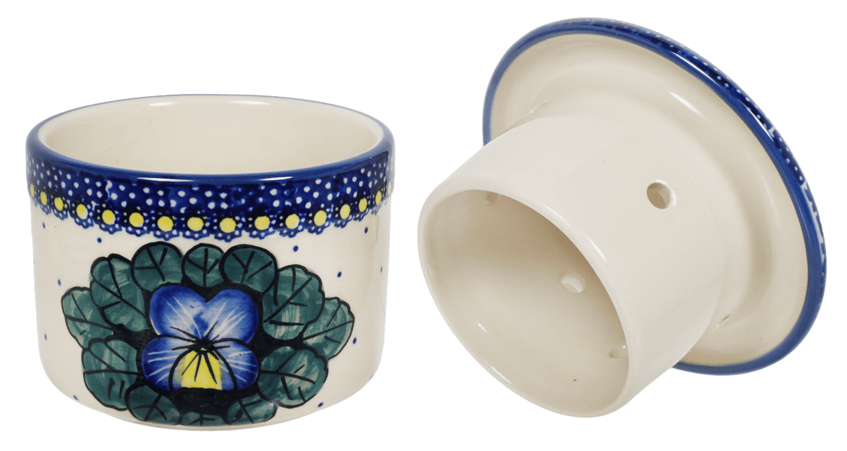 Butter Crock, 4.5" in "Pansies" by Manufaktura | M136S-JZB