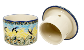 Polish Pottery Butter Crock (Soaring Swallows) | M136S-WK57 Additional Image at PolishPotteryOutlet.com