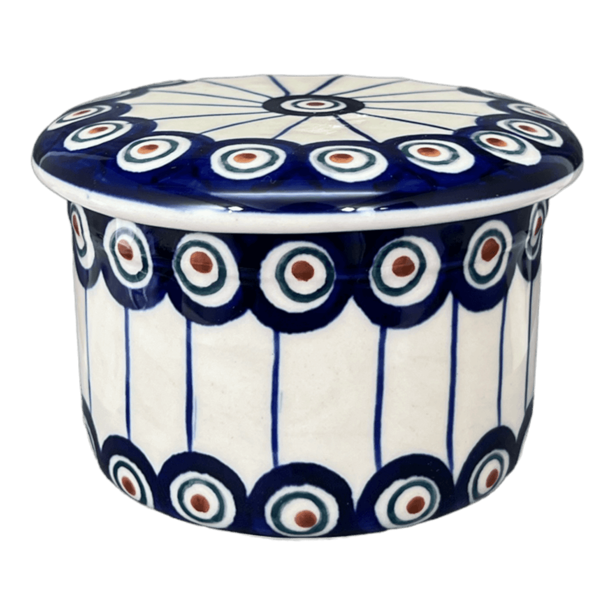 Butter Crock, 4.5" in "Peacock in Line" by Manufaktura | M136T-54A