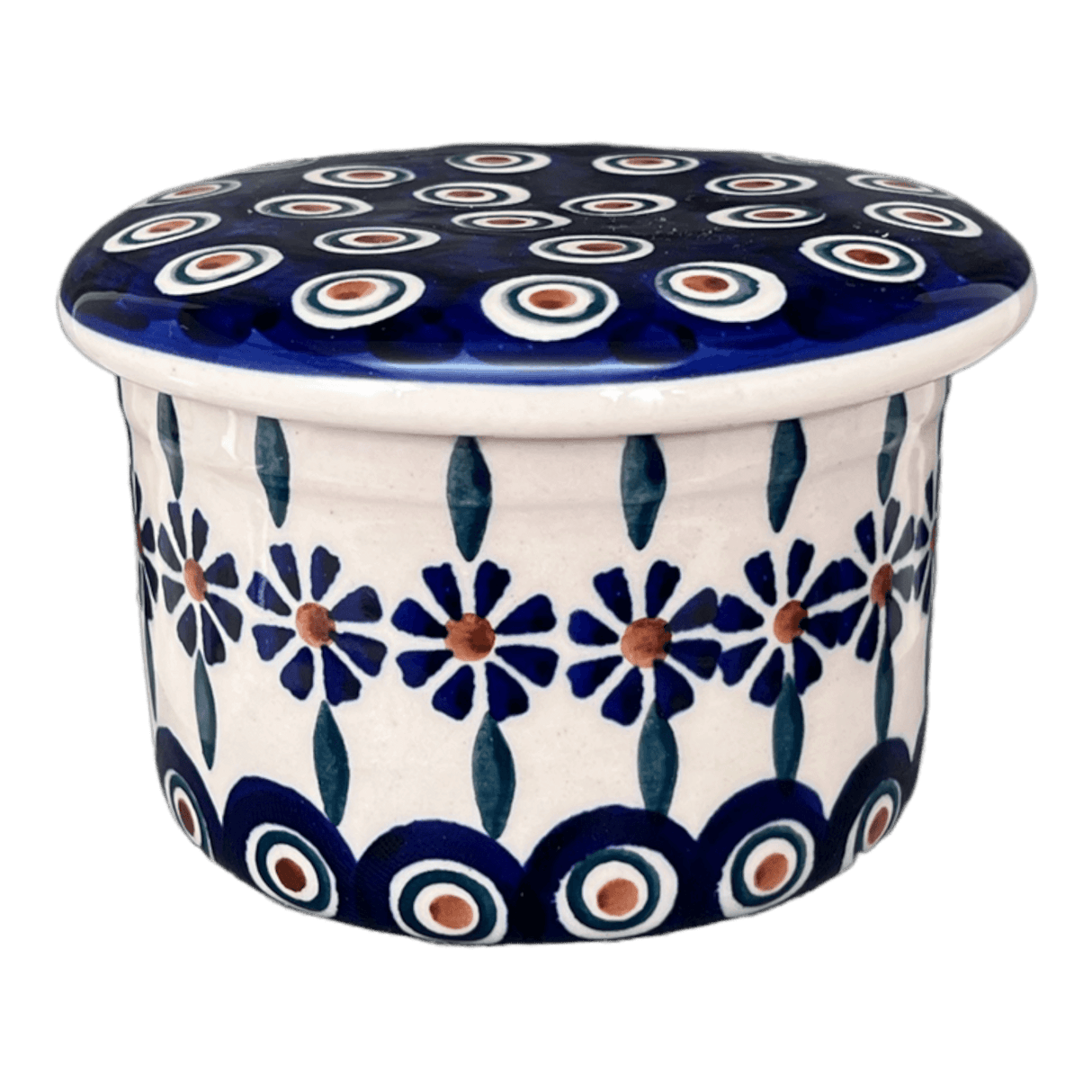 Butter Crock, 4.5" in "Floral Peacock" by Manufaktura | M136T-54KK