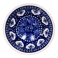 A picture of a Polish Pottery Dipping Bowl (Nordic Hearts) | M153T-DSS as shown at PolishPotteryOutlet.com/products/dipping-bowl-nordic-hearts-m153t-dss
