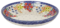 A picture of a Polish Pottery 11.75" Shallow Salad Bowl (Brilliant Garden) | M173S-DPLW as shown at PolishPotteryOutlet.com/products/11-75-shallow-salad-bowl-brilliant-garden