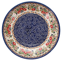 A picture of a Polish Pottery 11.75" Shallow Salad Bowl (Poppy Persuasion) | M173S-P265 as shown at PolishPotteryOutlet.com/products/11-75-shallow-salad-bowl-poppy-persuasion-m173s-p265