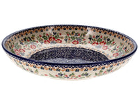 A picture of a Polish Pottery 11.75" Shallow Salad Bowl (Poppy Persuasion) | M173S-P265 as shown at PolishPotteryOutlet.com/products/11-75-shallow-salad-bowl-poppy-persuasion-m173s-p265
