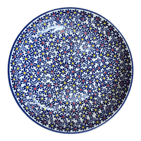A picture of a Polish Pottery 11.75" Shallow Salad Bowl (Field of Daisies) | M173S-S001 as shown at PolishPotteryOutlet.com/products/11-75-bowl-field-of-daisies-m173s-s001