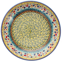 A picture of a Polish Pottery 11.75" Shallow Salad Bowl (Sunlit Wildflowers) | M173S-WK77 as shown at PolishPotteryOutlet.com/products/11-3-4-shallow-salad-bowl-sunlit-wildflowers