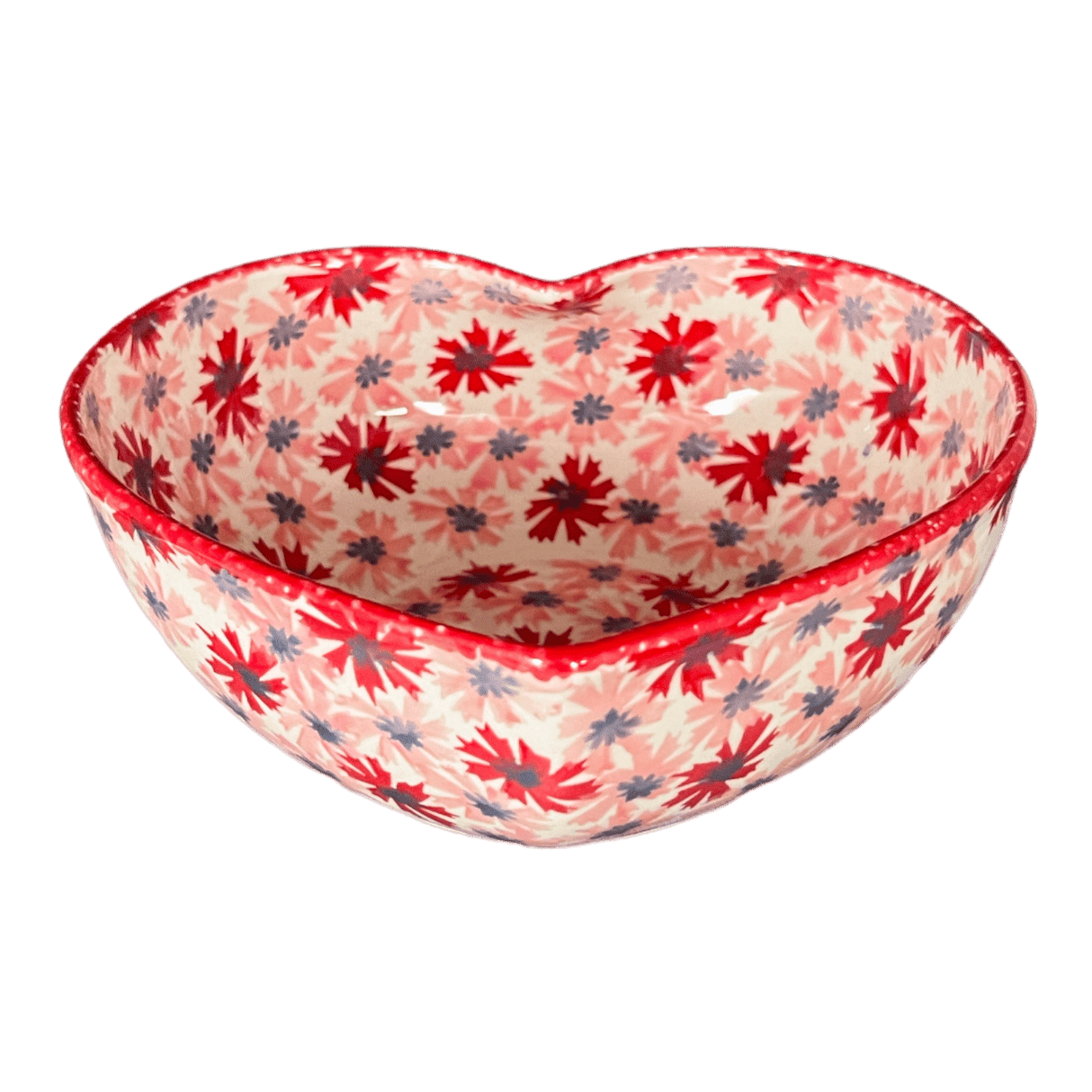 Bowl, Heart-Shaped, Large, 6.75" x 7" in "Scarlet Daisy" by Manufaktura | M189U-AS73