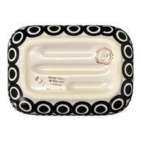 A picture of a Polish Pottery Soap Dish (Night Owl) | M191M-13ZO as shown at PolishPotteryOutlet.com/products/rectangular-soap-dish-night-owl-m191m-13zo