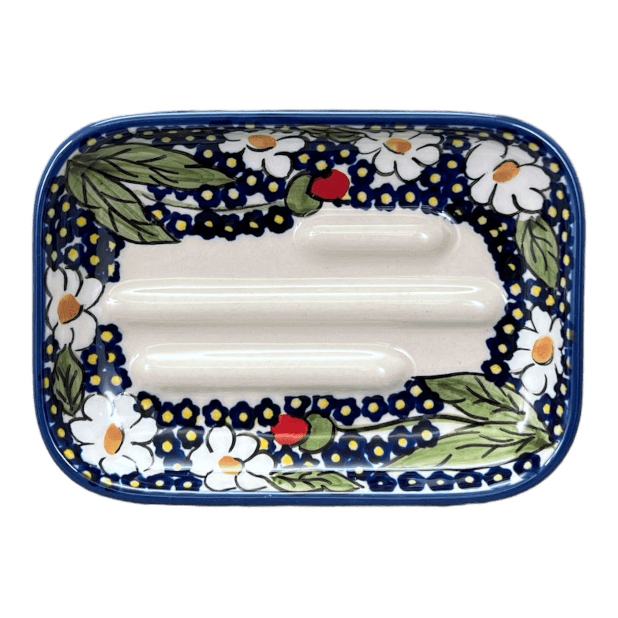 Soap Dish, 5" x 3.5" in "Poppies & Posies" by Manufaktura | M191S-IM02