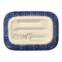 A picture of a Polish Pottery Soap Dish (Festive Flowers) | M191S-IZ16 as shown at PolishPotteryOutlet.com/products/rectangular-soap-dish-festive-flowers-m191s-iz16