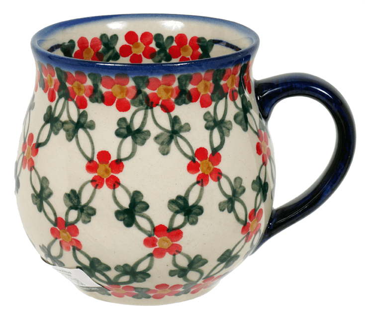 Mug, Belly Mug, 16 oz Large in "Red Lattice" by Andy | NDA10-20