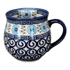 Polish Pottery 16 oz. Large Belly Mug (Blue Daisy Spiral) | NDA10-38 at PolishPotteryOutlet.com