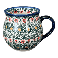 A picture of a Polish Pottery 16 oz. Large Belly Mug (Garden Breeze) | NDA10-A48 as shown at PolishPotteryOutlet.com/products/large-belly-mug-garden-breeze-nda10-48