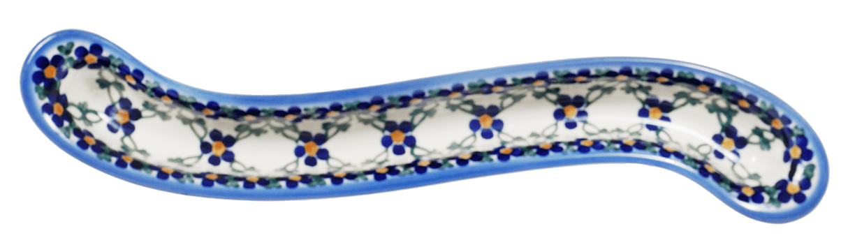 Olive Boat, Curved, 13" x 1.75" in "Blue Lattice" by Andy | NDA132-6