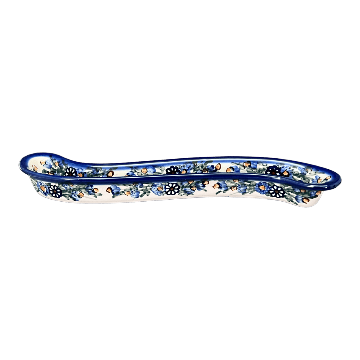 Olive Boat, Curved, 13" x 1.75" in "Blue Bouquet" by Andy | NDA132-7