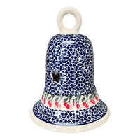 A picture of a Polish Pottery Large Bell Luminary (Cherries Jubilee) | NDA138-29 as shown at PolishPotteryOutlet.com/products/large-bell-luminary-cherries-jubilee-nda138-29
