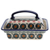 Polish Pottery 5.5" x 4.75" Butter Dish (Garden Breeze) | NDA14-A48 at PolishPotteryOutlet.com