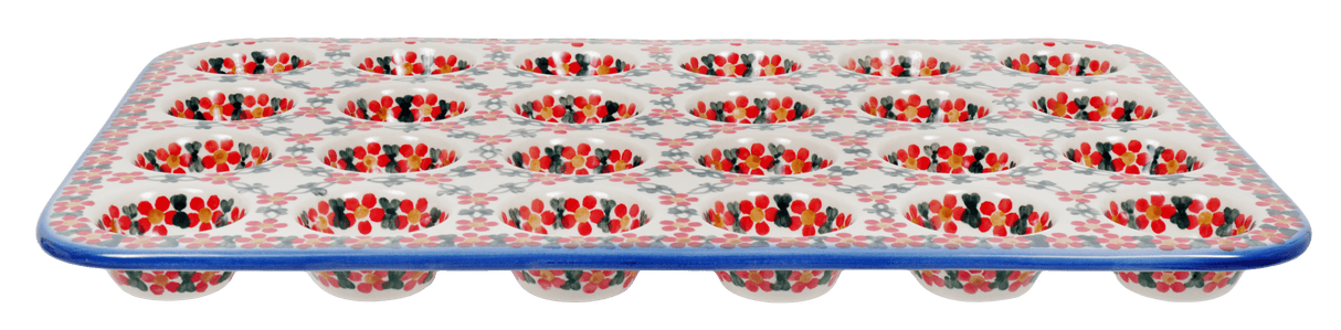 Muffin Pan, 24 Cup Mini, 17" x 11.25" in "Red Lattice" by Andy | NDA168-20